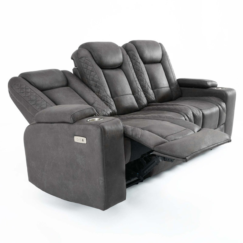 Roxas 4 Seater Linen Electric Reclining Sofa, Grey