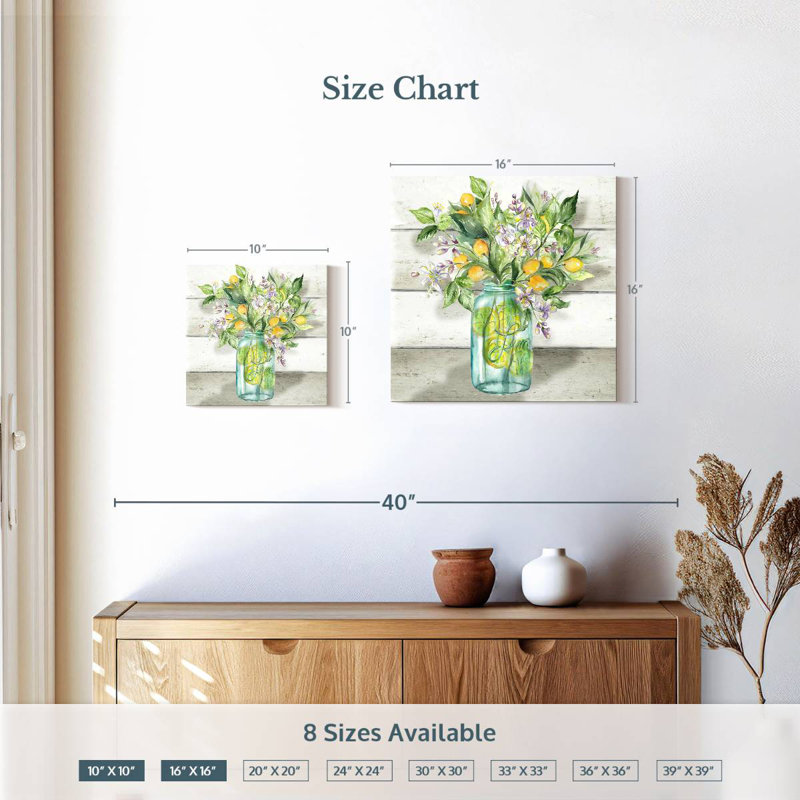 Yarlin, aquarelle, citrons, pot Mason, Shiplap, H 10 po x l 10 po