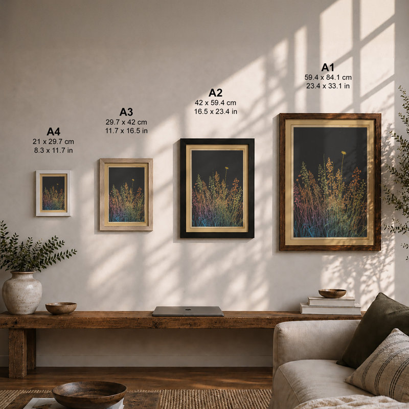 Wildflower Study Botanical - Framed Print, A1 - 84.1 x 59.4 cm, Oak