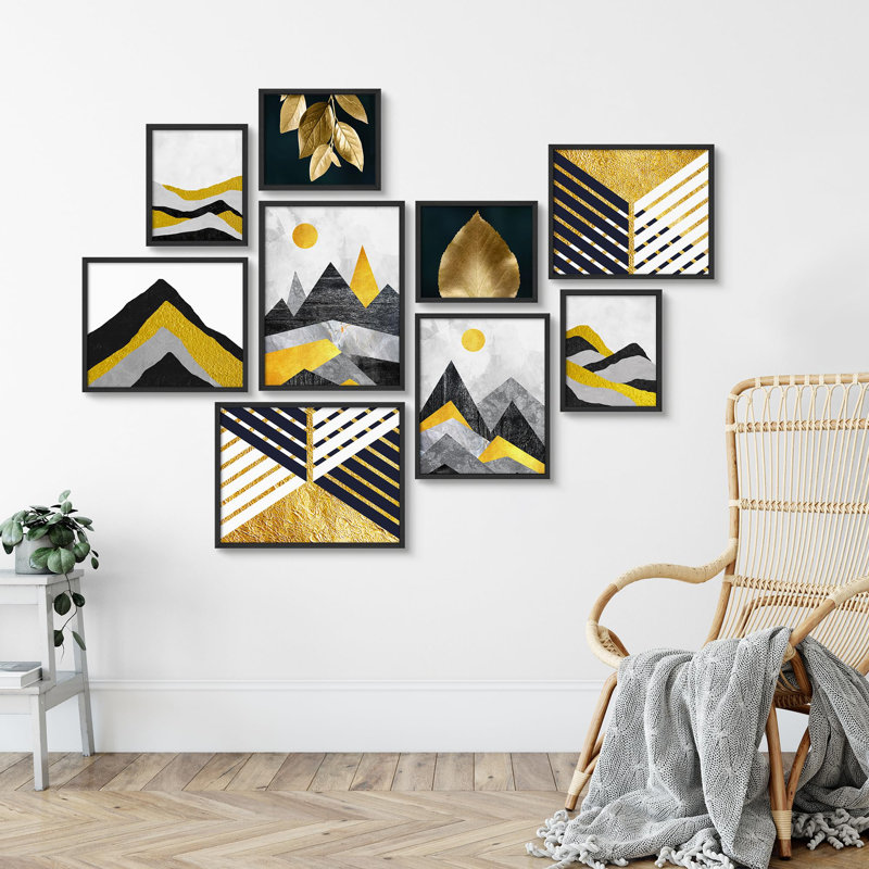 Or et noir, illustrations modernes, art moderne, petit décor, Noir