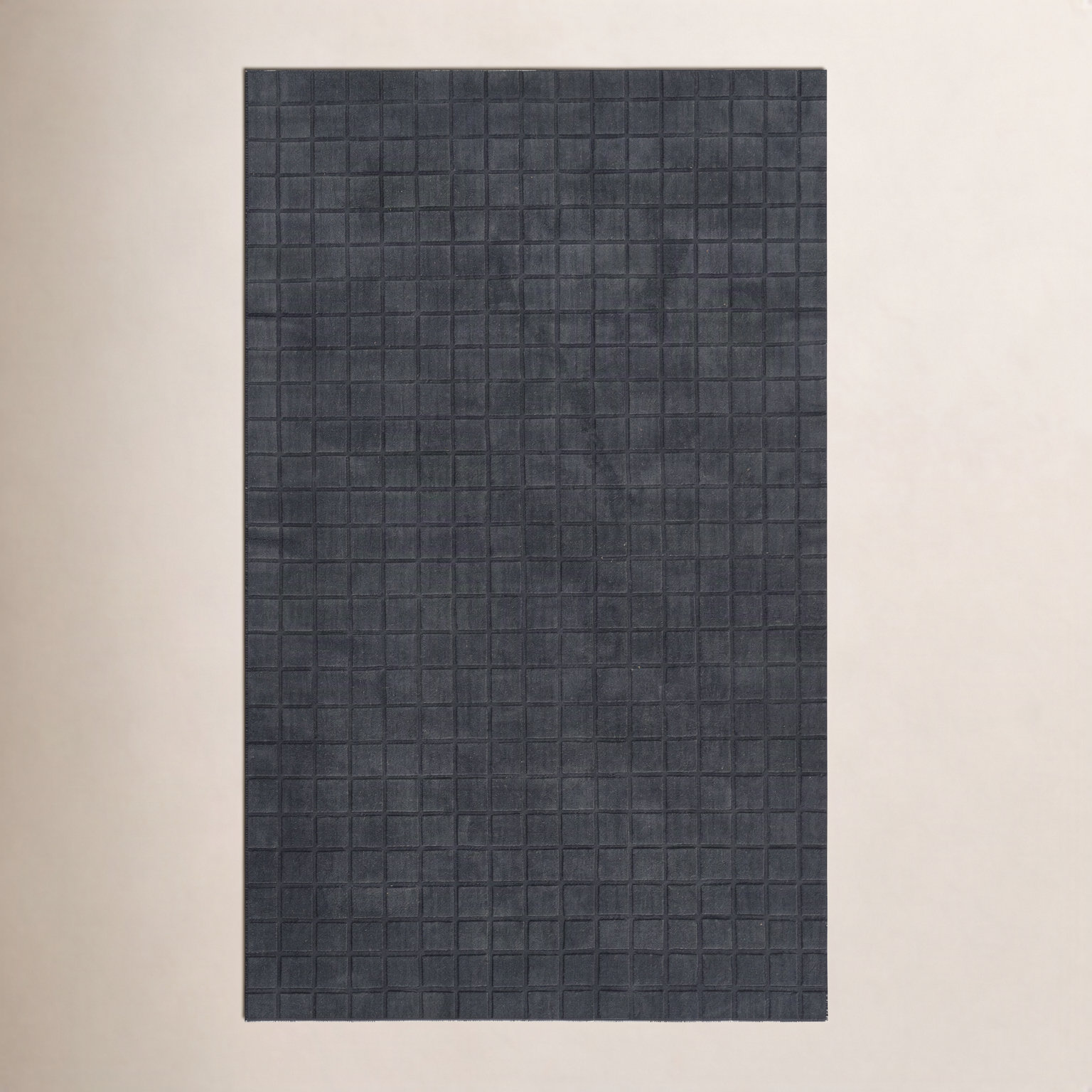 Meile Navy Hand-Loomed Geometric Wool Rug, Rectangle 2' x 3'