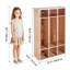 Casier à 3 sections pour enfants, rangement en bois pour tout-petits avec 6 crochets et tapis antidérapant, casiers pour enfants modernes avec 6 petites boîtes de rangement ouvertes pour la maison, la maternelle, la garderie, naturel