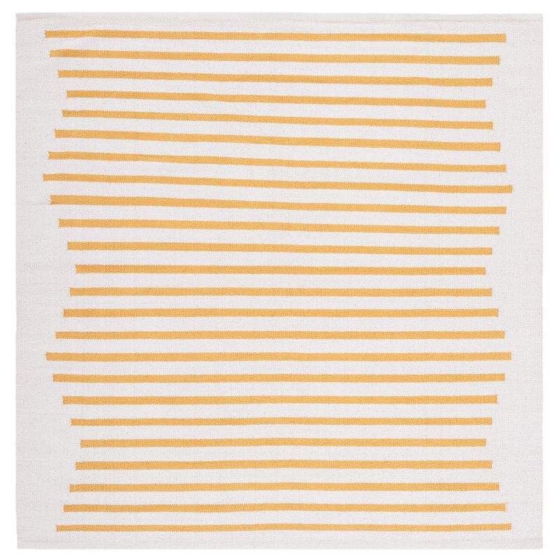 Estle Hand Woven Cotton Striped Rug, Square 6'