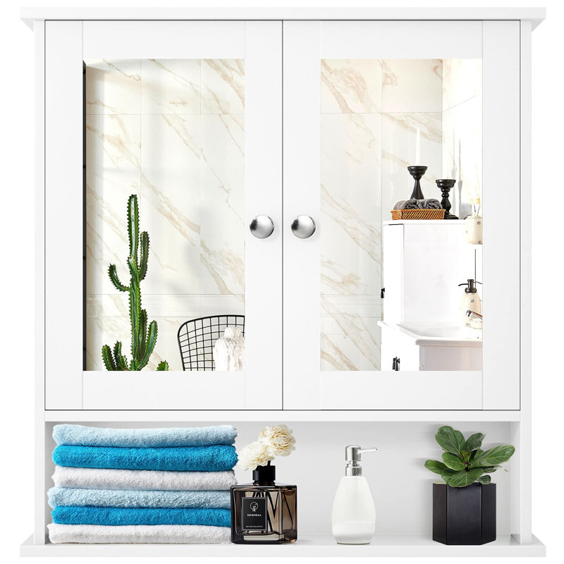 Recessed Framed Mirrored Bathroom Cabinets with Mirror Adjustable Shelves