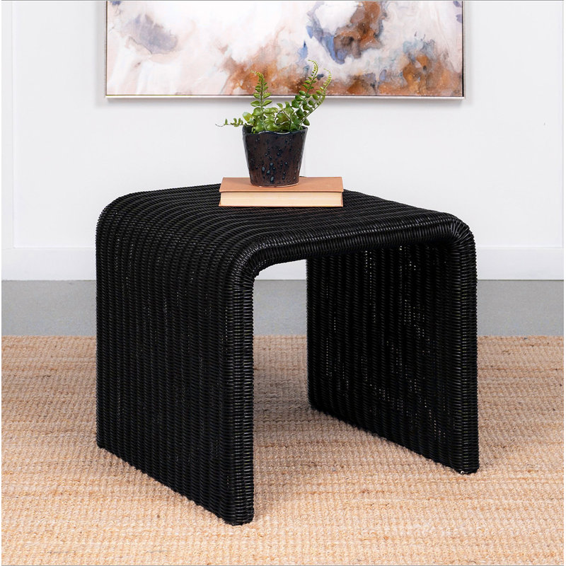 Woven Rattan Square End Table