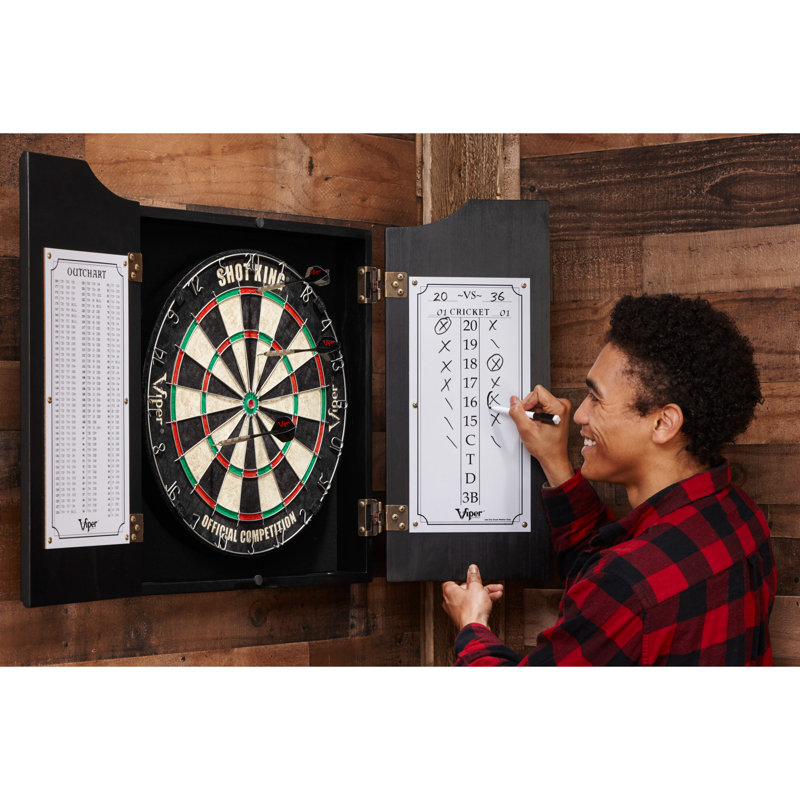 Hudson Black Solid Pine Dartboard Cabinet with Scoreboard