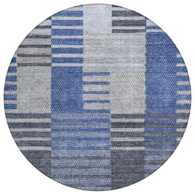 Tapis intérieur lavable rayé 8 pi Denim