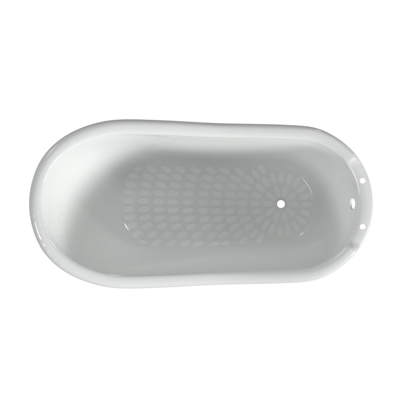 68'' x 30'' Soaking Cast Iron Bathtub, Chrome, White Interior with White Exterior