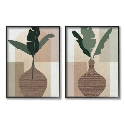 A2-660-Framed " Boho Geometric Plant Vases " by Susan Jill 2 - Pieces