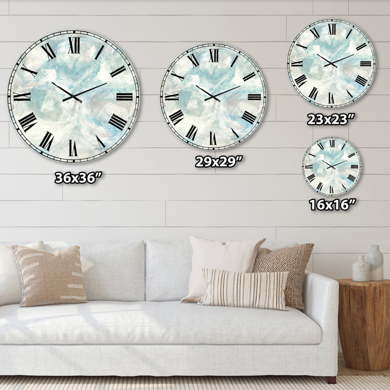 Horloge murale style bord de mer teinte bleu pâle III, Grand