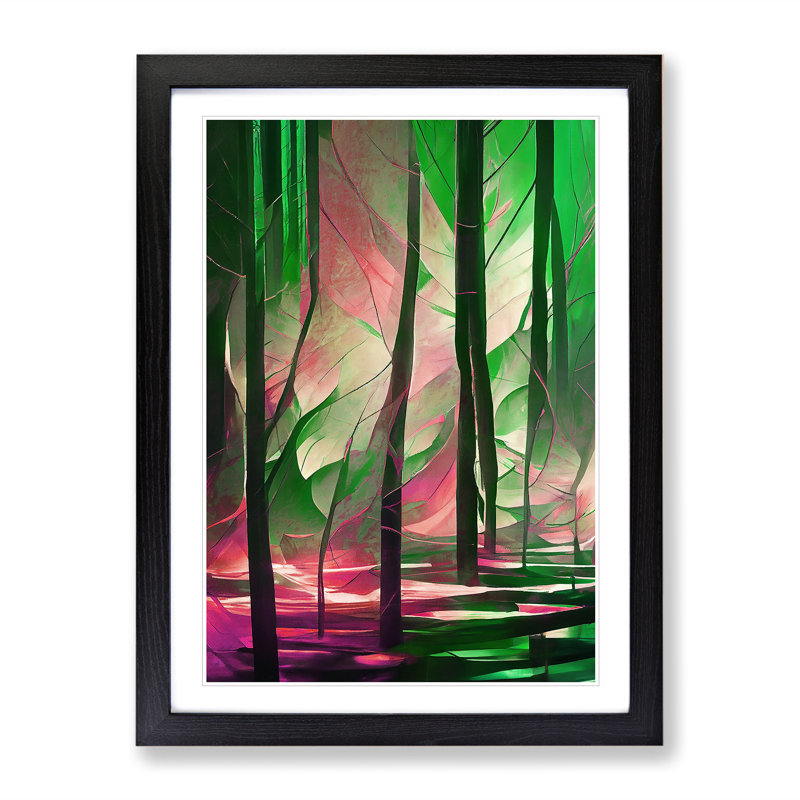 Artful Forest No.3 Abstract - Single Picture Frame Print, Black Framed, 34cm H x 25cm W x 2cm D