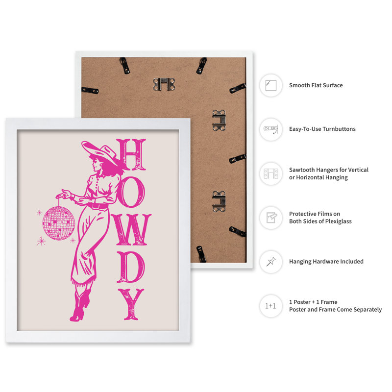 Howdy No1, Affiche, Encadrement blanc, H 16 po x l 20 po