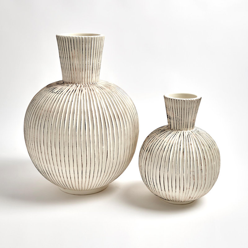 Furrow Sphere Vase, 15" H x 12" W x 12" D