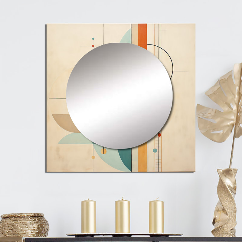 «Serendipity Abstract Mid-Century Geometrics V», art mural carré de style Mid-Century pour salle de bain, 23 po x 23 po