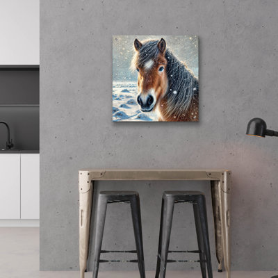  «Snowy Horse Portrait» par Rey Klimt, art mural en verre acrylique