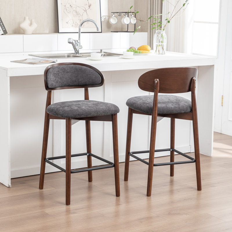Tabouret de comptoir en bois massif, Gris foncé