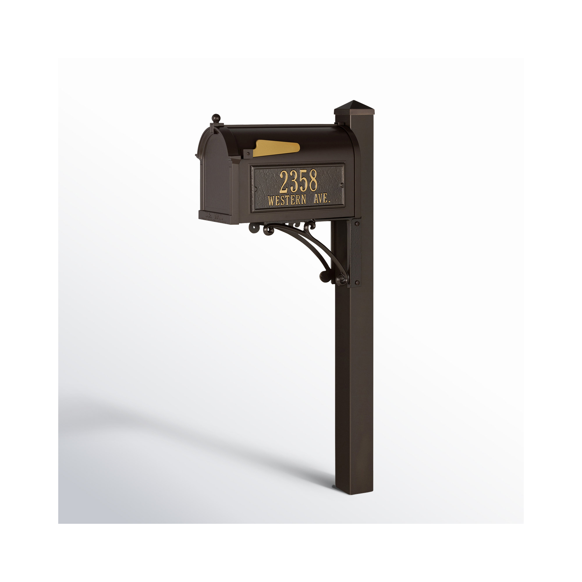 Superior Post Mounted Mailbox, Bronze, Yes