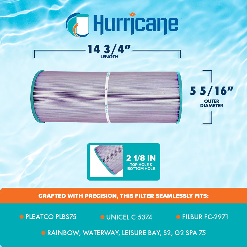 Hurricane Filters 2-Pack HF5374-01P Purple Spa Filter Cartridge Replacement