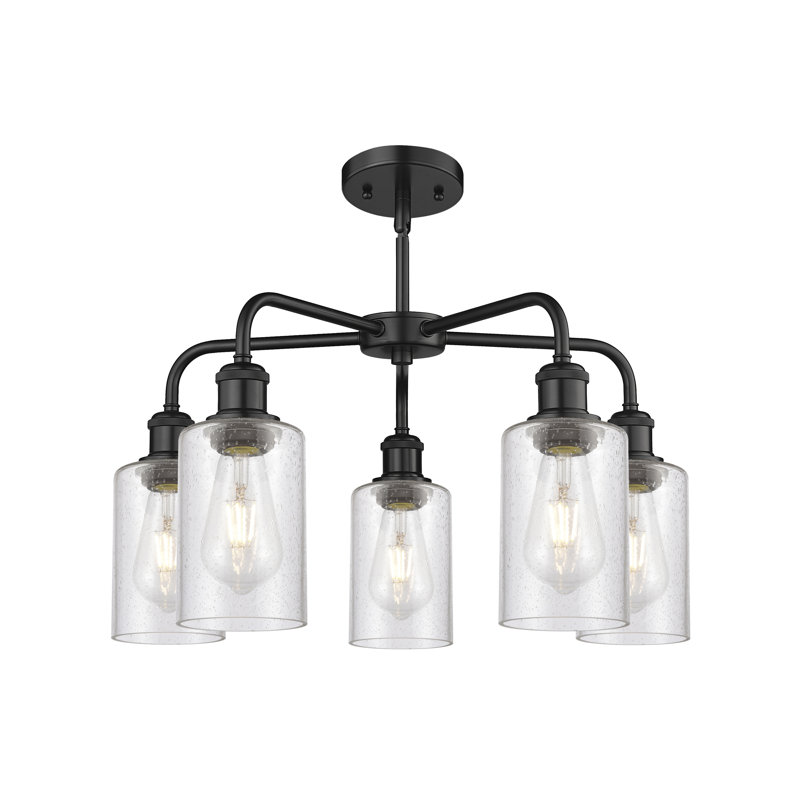 Lustre cylindrique à 5 lumières Ervine, Noir mat