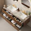 Meuble-lavabo de 60 po avec lavabo, armoire de rangement murale avec tiroirs, comptoir en pierre Sinte et 2 lavabos avec 3 trous de robinet pré-percés, pré-assemblé