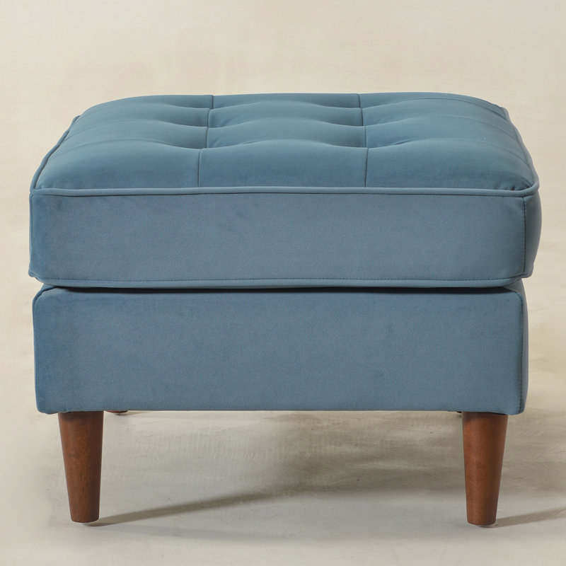 Geo 30" Wide Upholstered Ottoman, Light Blue, Velvet