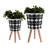 S/2 10/12" DIAMOND PLANTER W/ WOOD LEGS(KD)