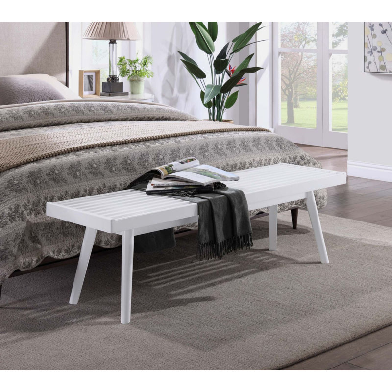 Banc en bois Cailob, 17.55" H x 56.35" W x 16.55" D, White