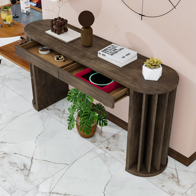 Wood U_Style Long Console Table Compression, Natural