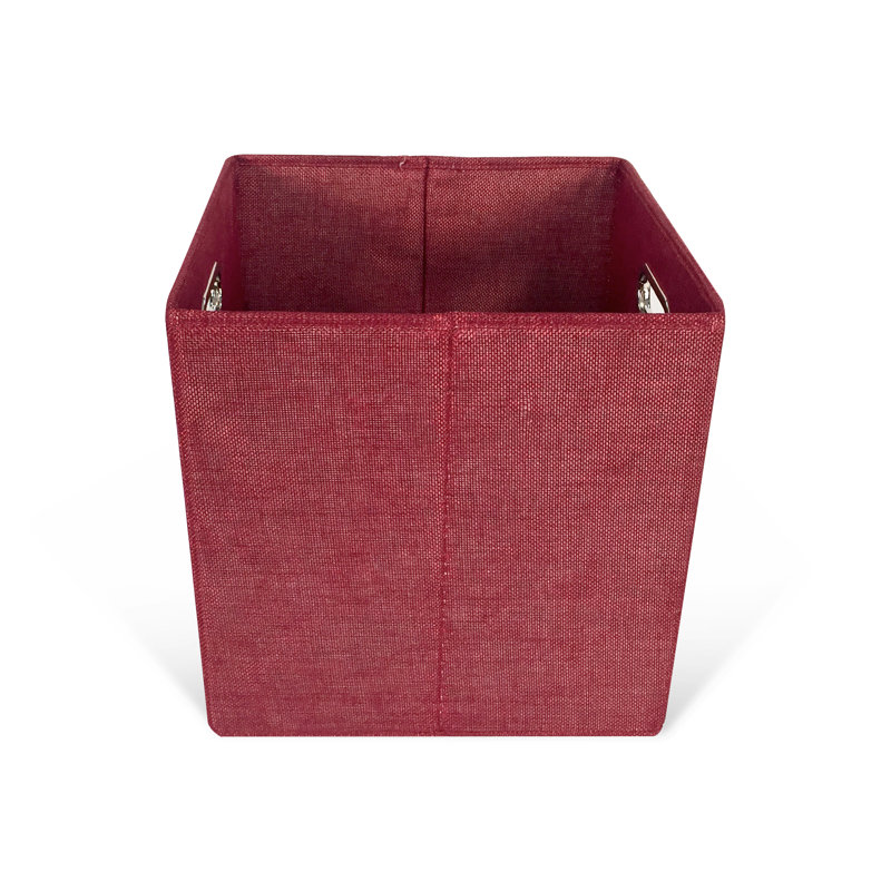 John Louis Home Tweed Cube Storage Bin, Burgandy