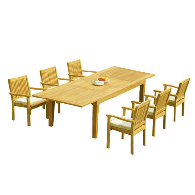 Ensemble repas 7 pièces teck Matamoros