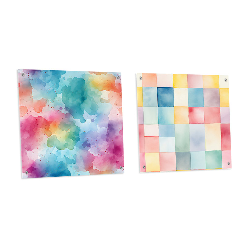 Contenia - Ensemble de 2 abstraites murales en acrylique, H 36 po x l 73 po