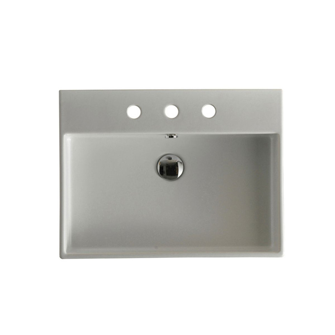 WS Bath Collections Unlimited 17.7'' Ceramic Rectangular Bathroom Sink with Overflow WS Bath Collections Faucet 