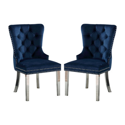 Set Of 2 Wingback Dining Chairs With Button Tufted Back