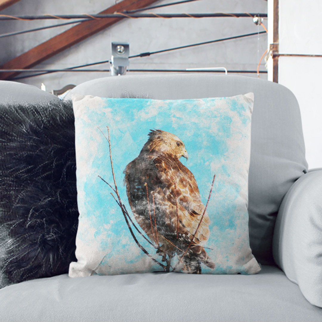 Hawk Perched in a Tree Cushion with Filling