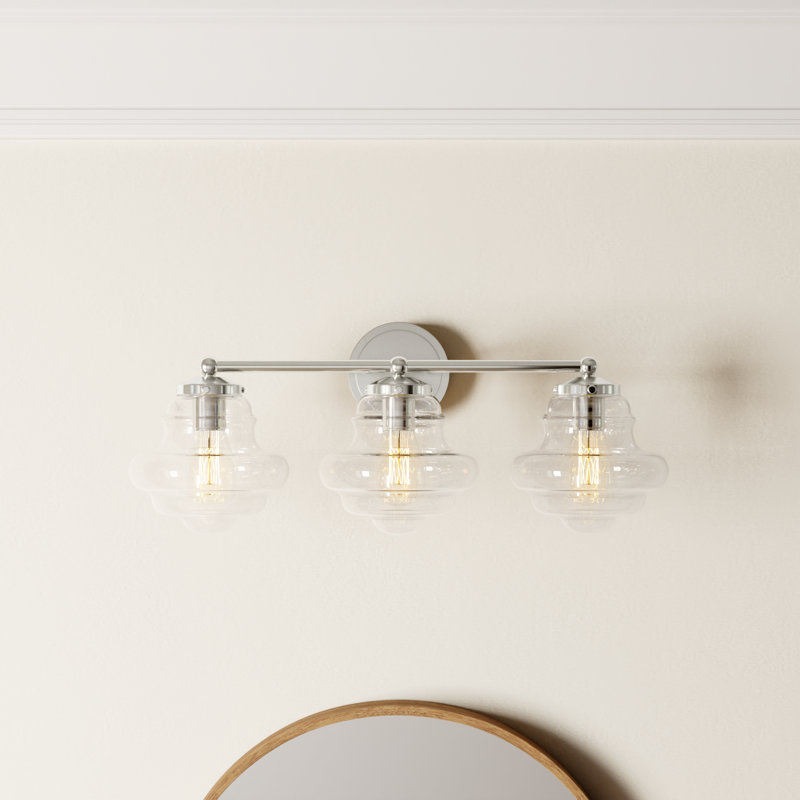 Marah 3 Light Transparent Dimmable Vanity Light, Polished Nickel