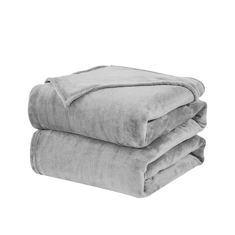 Reversible Faux Fur Mink Fleece Blanket Throw - Ultra Soft Plush Luxury Sofa & Bed Throw, Warm Light, Silver