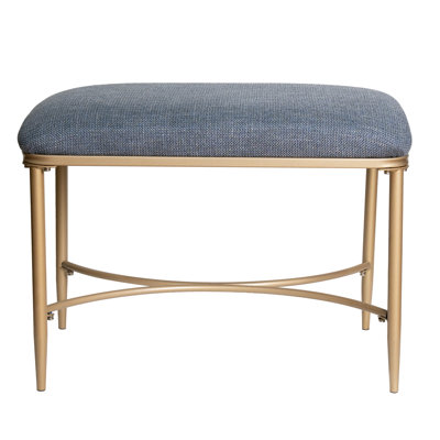 Azalea Park Backless Upholstered Vanity Stool with Gold Metal Frame