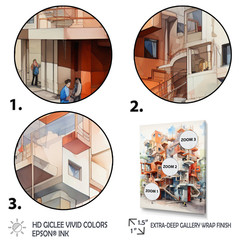 «Architecture Building Infinite Connaissances IV» - Décoration murale paysages urbains, Cadre photo noir