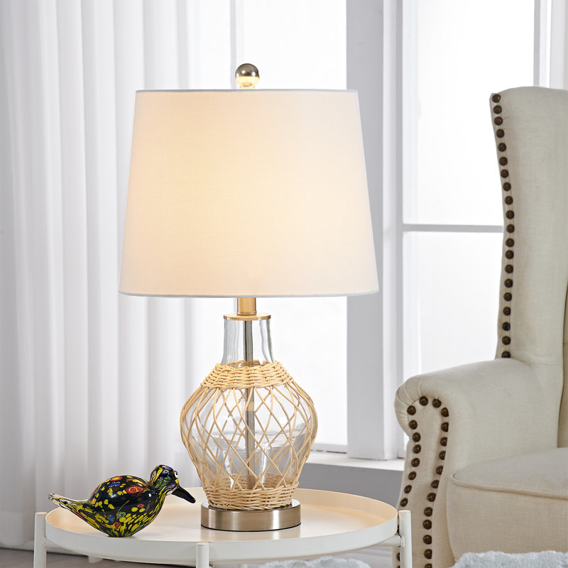 Narva 22" Beige/Clear/Silver Bedside Table Lamp