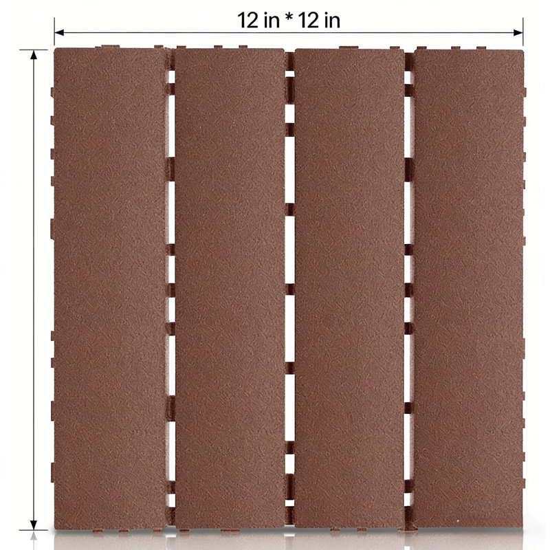 Panneau de revêtement de sol extérieur imperméable 12 po x 12 po, Brun