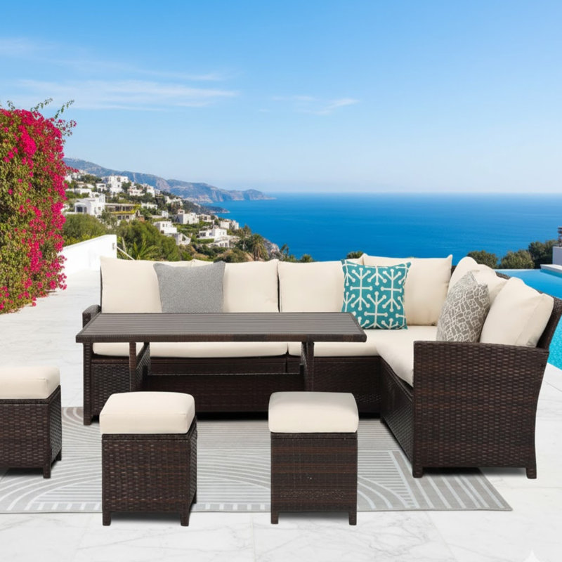 7 Piece Wicker Patio Dining Set