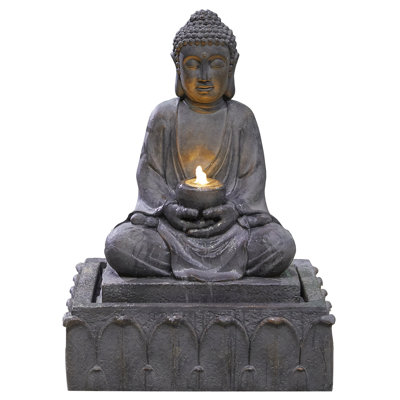 Almarene Easy Fountain Serenity Water Feature inc. LEDs - Polyresin - L46 x W54 x H78 cm - Grey