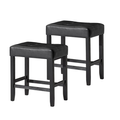 Oxfield Upholstered Faux Leather Counter Stool with Solid Wood Frame