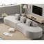 Canapé combiné moderne incurvé avec tissu éponge, design minimaliste pour le salon, aucun assemblage requis, comprend trois coussins, gris-589919220