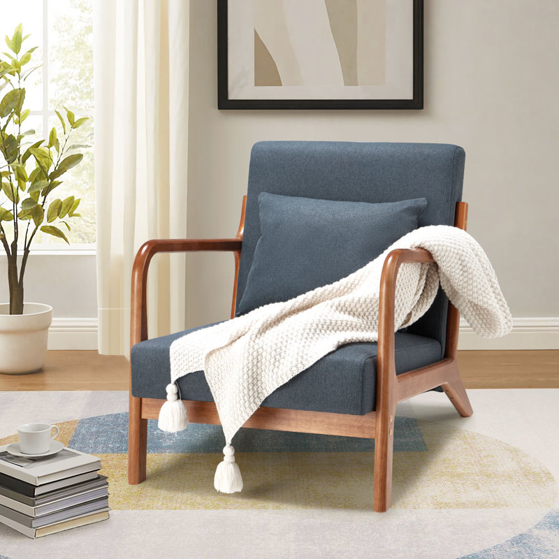 Upholstered Armchair, Blue Linen