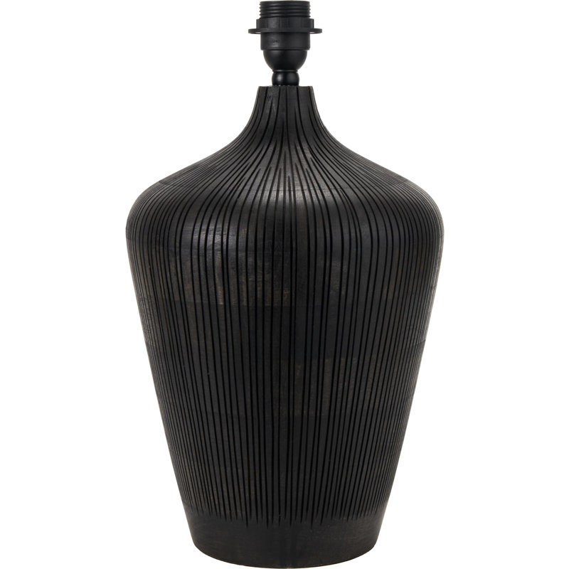 Taika Antique Textured Wood Table Lamp Base, Black