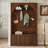 Retro Hall Tree with Adjustable Shelves,Arched Entryway Storage Bench with 3 Cabinets-1992570903