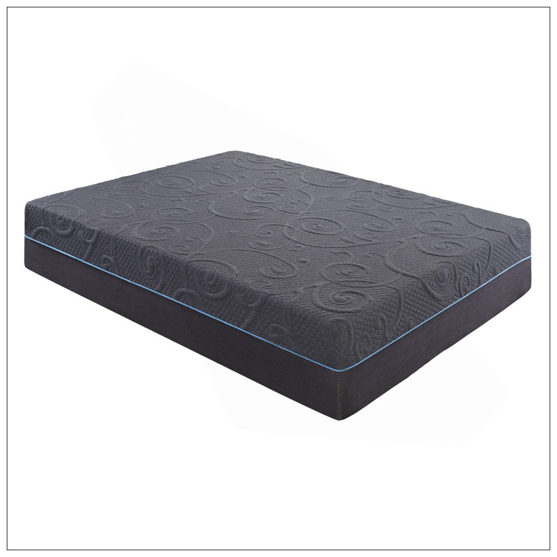 Matelas hybride en mousse viscoélastique imprégnée de gel de 14 pouces, gris foncé, matelas dans une boîte, confort ferme moyen