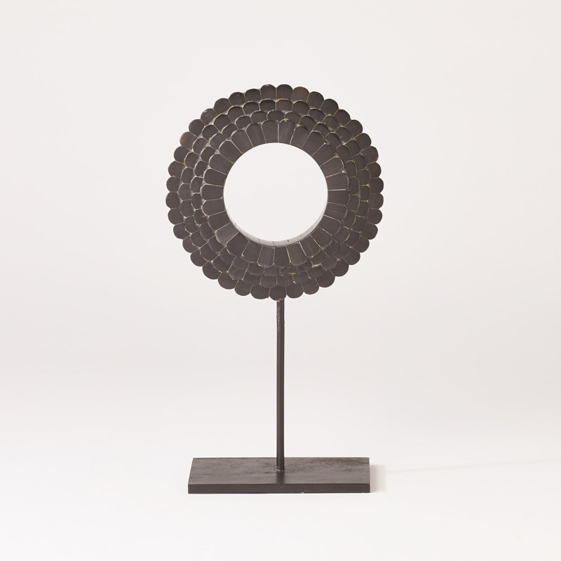 Four Layer Horn Scalloped Mounted Ring, 6" H x 8.5" W x 4" D