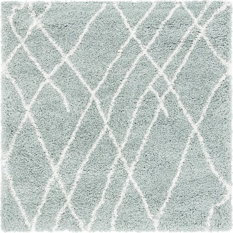  Tapis géométrique vert sauge, Carré 4 pi 1 po